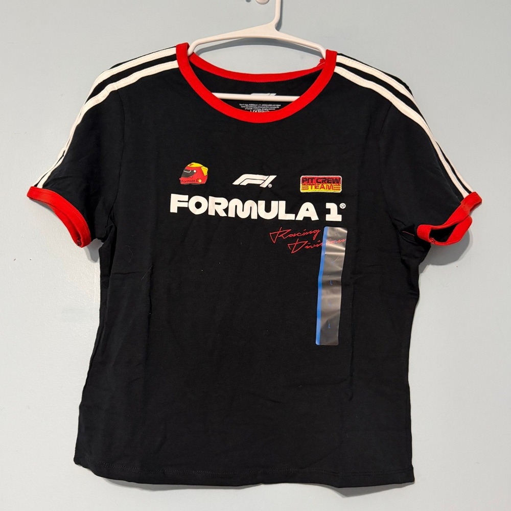 Formula 1 F1 Racing Division Kids Large Ringer T Shirt Black Red Hybrid 2333